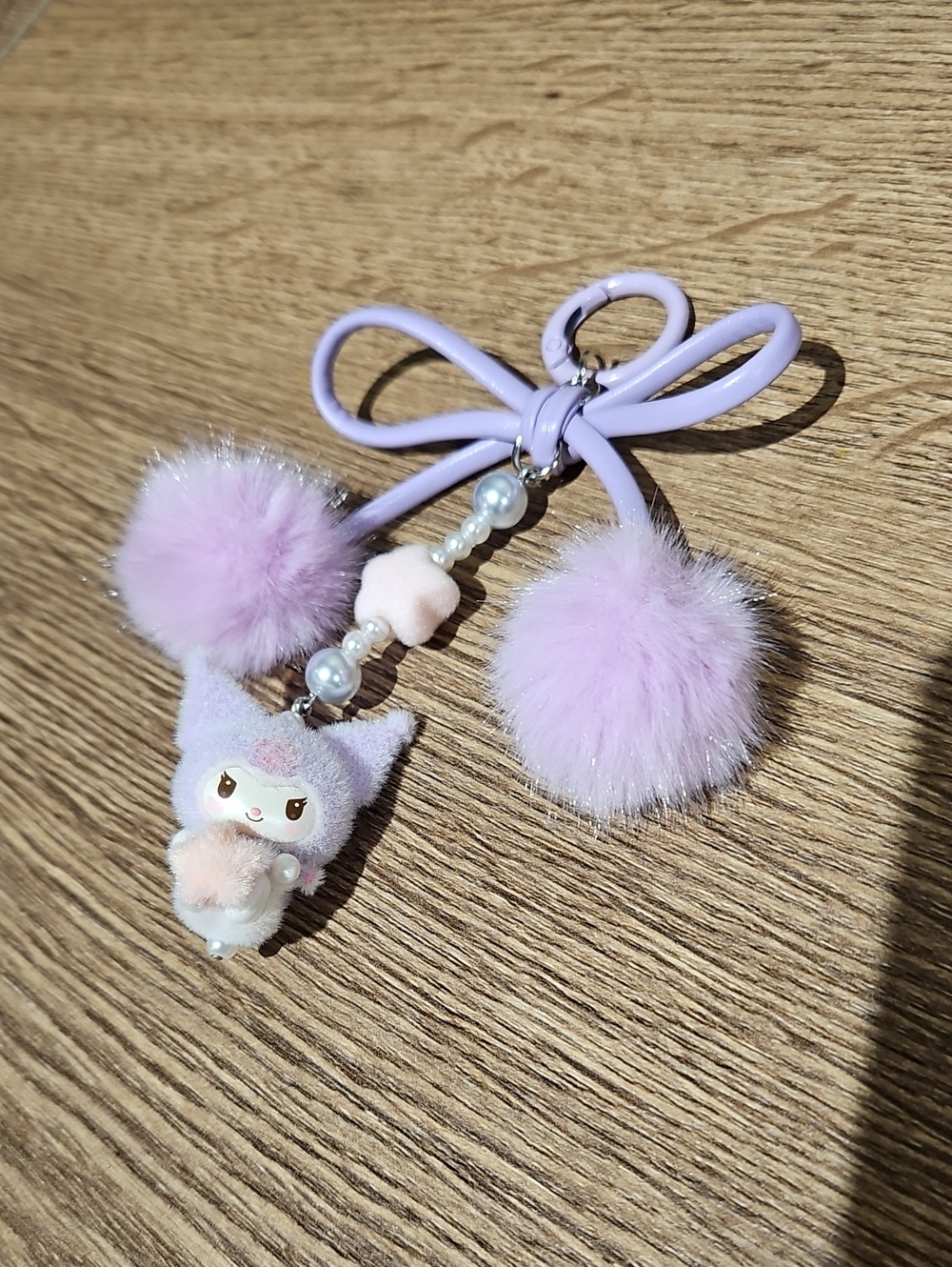 Kuromi Pom-Pom Keychain Charm